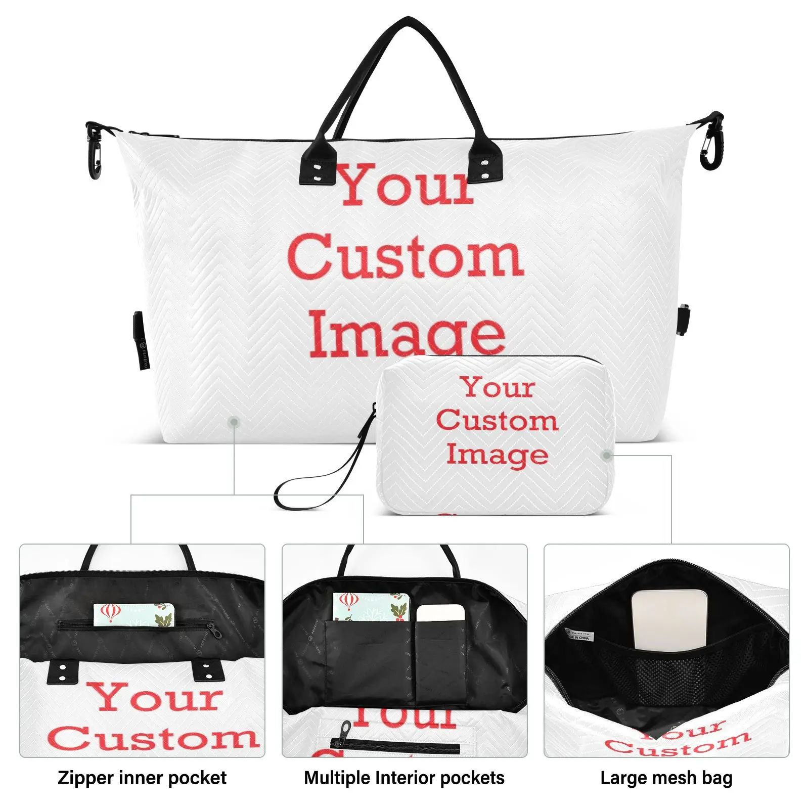 New Sport Travel Duffel Bag Extra Toiletry Bag Set Of 2 Custom Pattern Large Capacity Travel Handbag Storage Shoulder Tote Bag