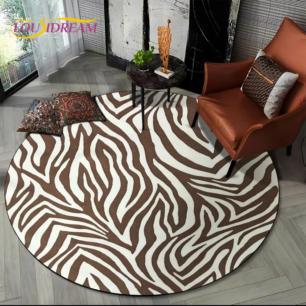 3D Colorful Zebra Stripe Print Pattern Round Carpet Rug for Living Room Bedroom Child Playroom Decor,Pet Area Rug Non-slip Mat