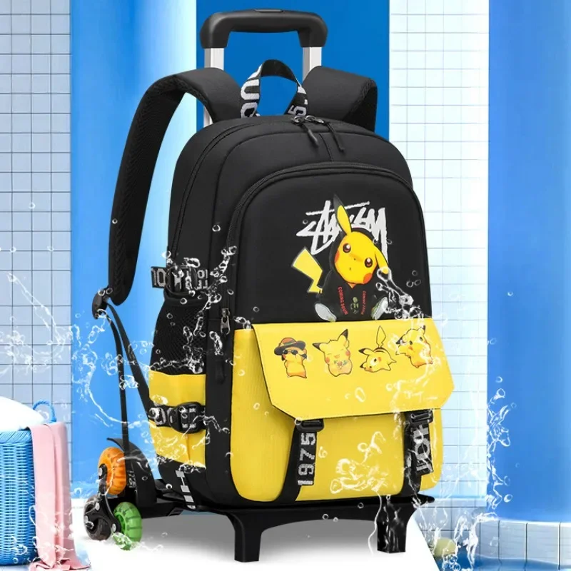 MINISO Pokemon Kids Trolley School Bag Large Capacity Waterproof Boys & Girls Climbing Stairs Two/six Wheel Trolley Backpack