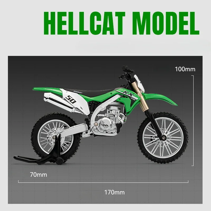 Kawasaki KX450 Off Road Motorbike Alloy Model Simulation 1:12 Scale Sound Light Diecast Motorcycle Model Boy Vehicle Toy Gift