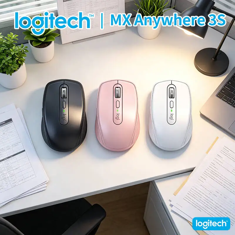 High-Performance Logitech MX Anywhere 3S - 8000 DPI Glass Tracking, MagSpeed Hyper-Scroll, USB-C Fast Charge, Office Use