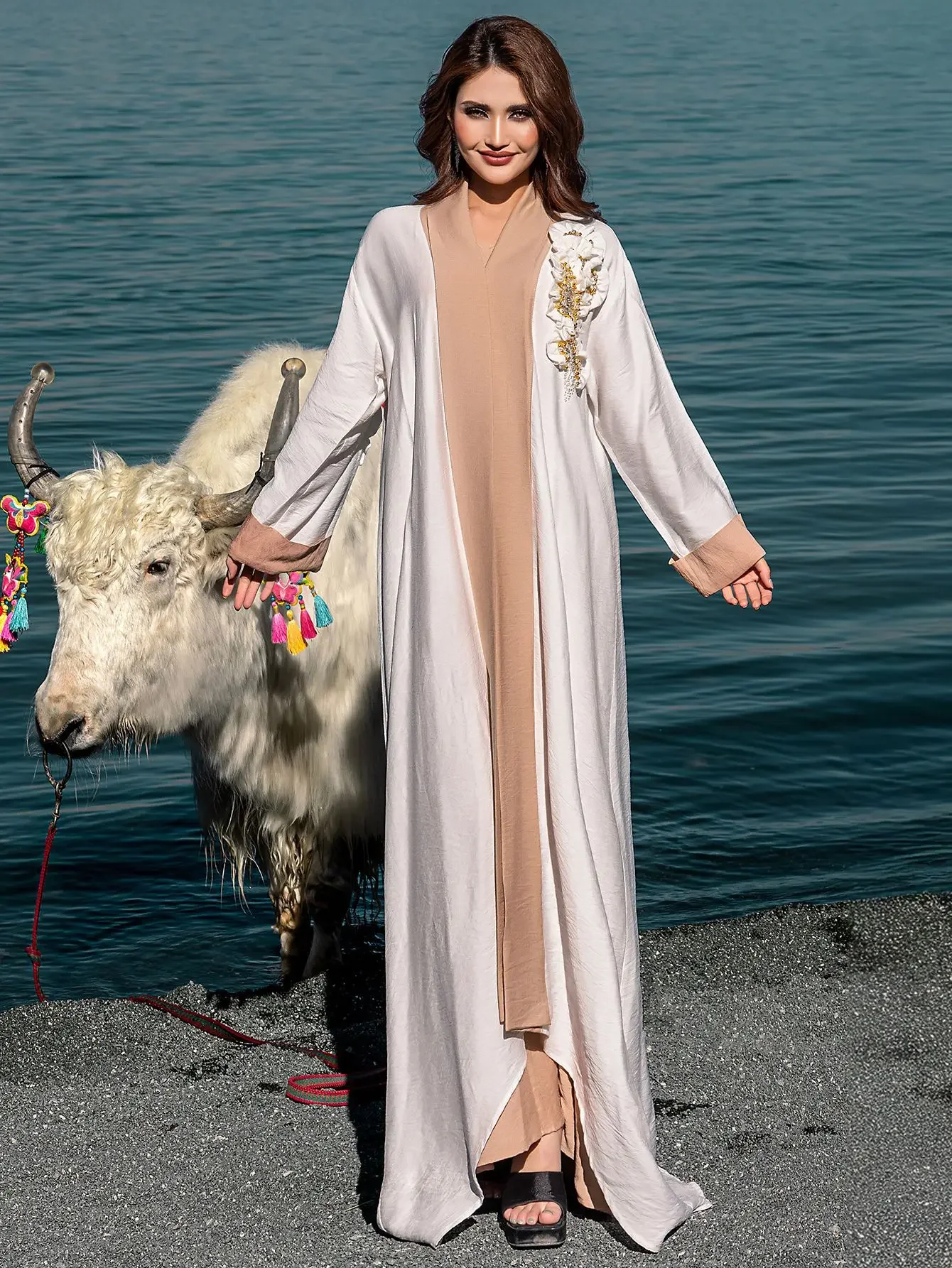 فستان العيد للنساء عباية حفلة فساتين طويلة 2 قطعة مجموعة قفطان إسلامي رداء جلابية رمضان قفطان إسلام 2026 فيستدوس لارجوس #1