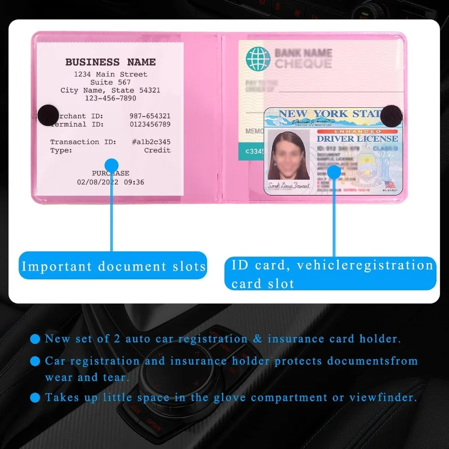 4 قطع من حامل تأمين تسجيل السيارة الأصلي لبطاقة القفازات منظم ملحقات السيارة الداخلية مثالية لمعظم السيارات Tru