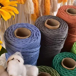 4mm Cotton Rope Braided Cord with All Kinds Of Colors For Macrame Knitting DIY Crafts Room Decoration