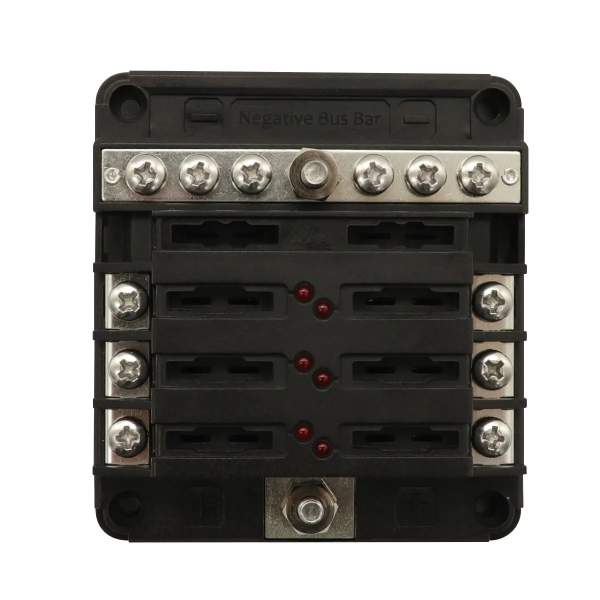 

6-Way fuse box with independent negative LED lamp stud one-in multiple-out car fuse holder