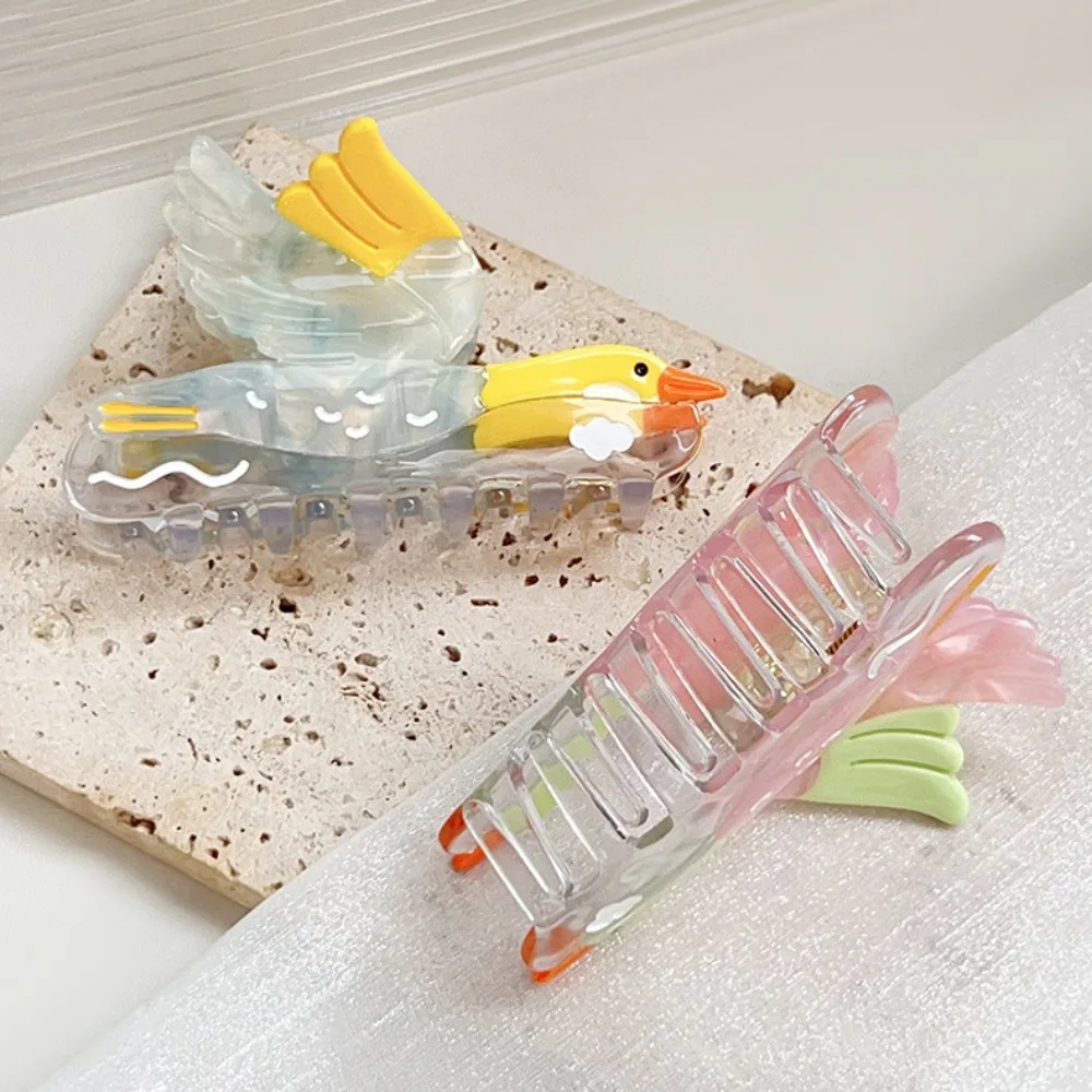 

Sweet Cartoon Wild Goose Shark Clip Hairpin Acetic Acid Bird Hair Claw Vintage Non-slip Acetate Shark Clip Daily