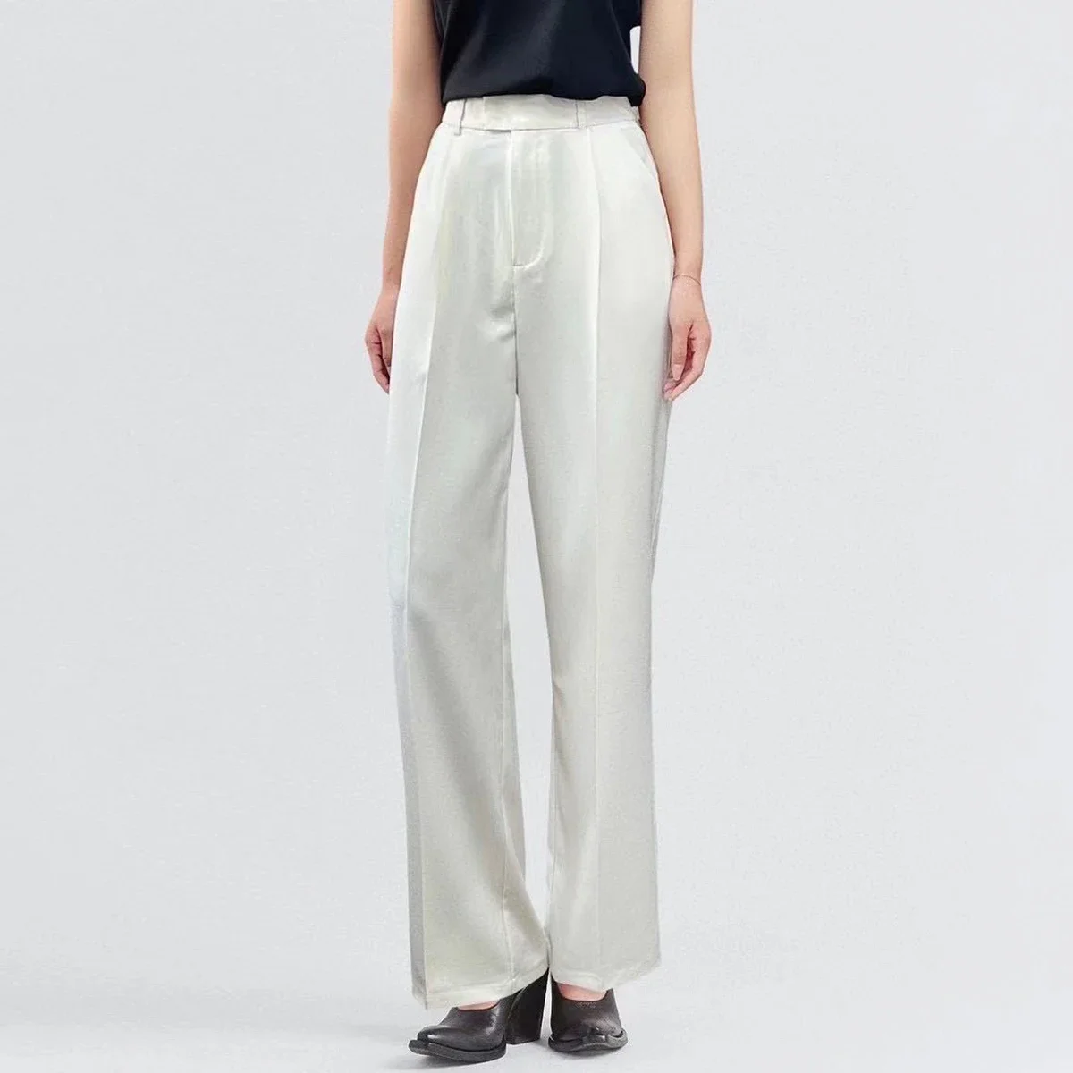 Spring New Ladies Versatile Narrow Straight Trousers High Quality Comfortable Daily Pants