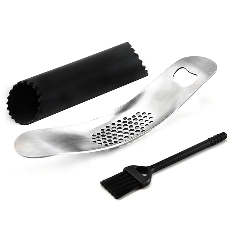 4Pcs/Set Garlic Press Kitchen Garlic Press Mincer Stainless Steel Rocker Press Kitchen Gadget Ools Bottle Opener