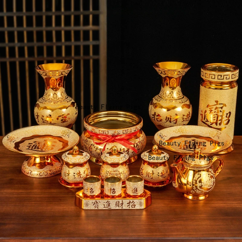 Utensilios de cerámica de Buda, decoración de patillas y ceremonias religiosas, suministros de sacrificio para el hogar, florero de suministro de bandeja de frutas