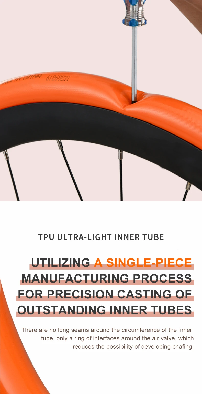 TPU-Schlauch 700c 18-32c mit 45 mm Presta-Ventil, ultraleichter Fahrradreifenschlauch für Rennrad – Detail 13