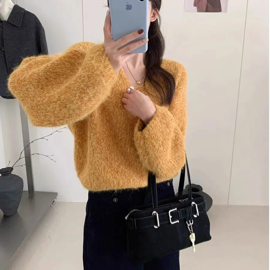 

Autumn Winter New Sle Women's Knitted Sweater Soft Warm Floral Tead Loose Fit Overhead Long Sve Comfortable Polyester ...