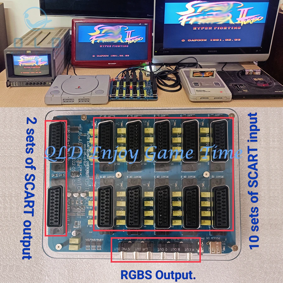 

Auto Switcher for TV, 10 Input, 3 Output, EUR, RGBS, Scart Distributor,Divider, Auto Switcher for Md, SFC, ps123, SS, DC, Box