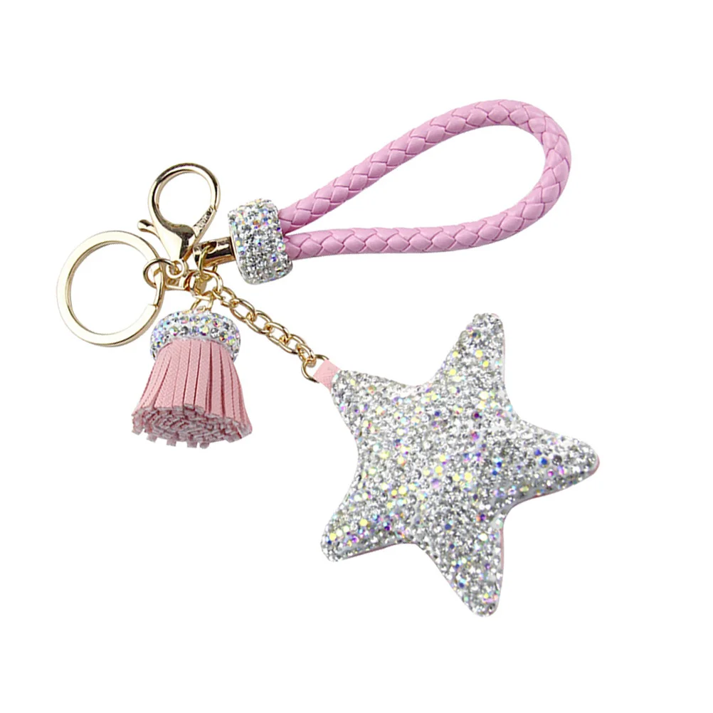 Pendant Bag Decoration Rhinestone Keychains Car Rhinestones Rings Ornaments Pentagram Creative Holder