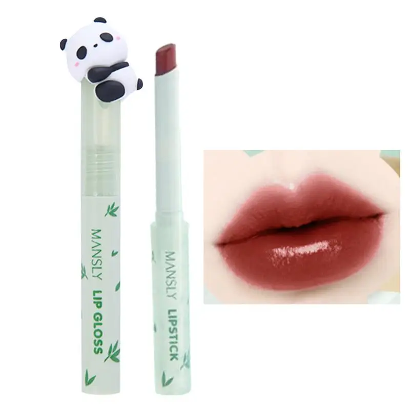 Panda Kristall gefroren Lippenstift Gelee Lippen glasur plump ing Lippen balsam feuchtigkeit spendenden Lip gloss Panda Spiegel glänzend getönten Gelee Lippenstift