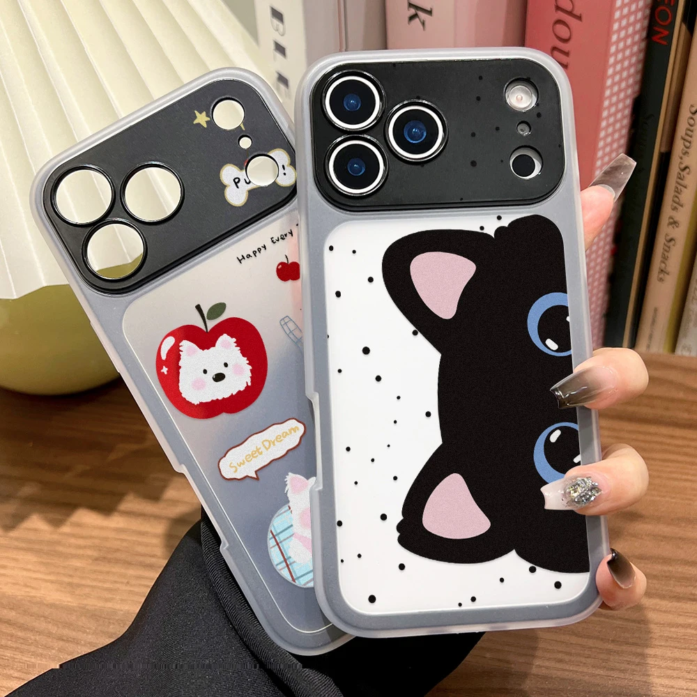 Чехол для iPhone 17 Pro Max, 17 Air, 16, 15, 14, 13, 17Promax с мультяшным котом, прозрачный, акриловый, мягкий, 2-в-1, мгновенная смена дизайна