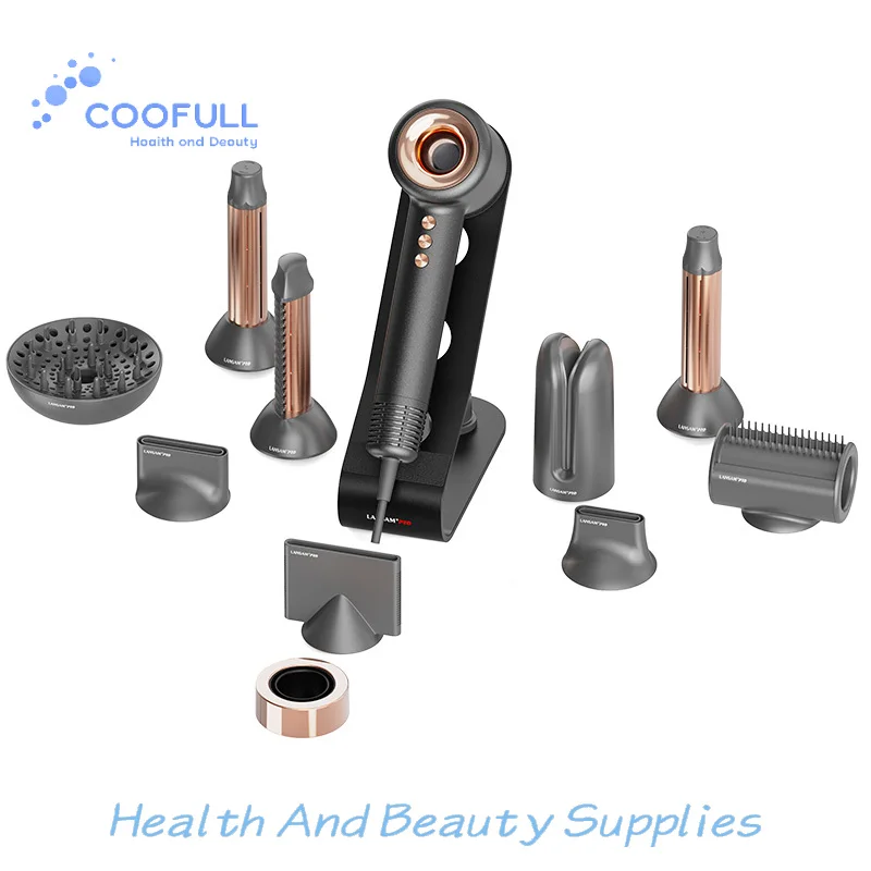 Coofull Hair Dryer Set 10 in 1 Multifunctional Hair Styling Tool Volumizer Hot Air Brush Straightener Hair Curls Diffuser