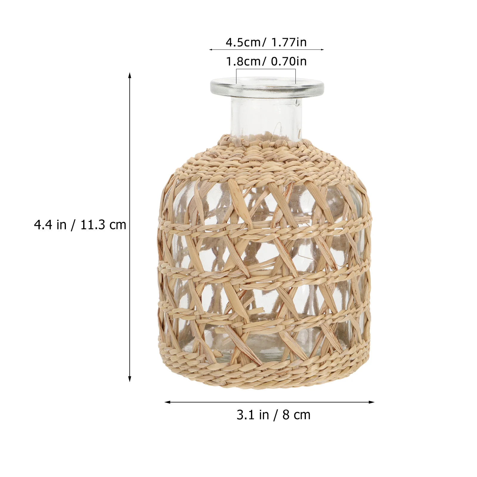 

1Pcs Handmade Woven Vase with Glass Insert Aromatherapy Bottle for Home Decor Light Brown Desktop Aroma Solution