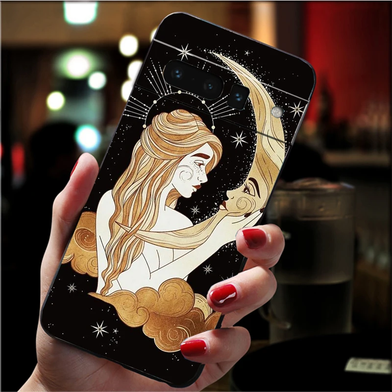 Phone Case for Google Pixel 8 7 Pro 7a 6A 6 Pro Pixel 8A 5A 4A 3A Pixel 5 6 4 3 3A XL Witches Moon Tarot Goddess