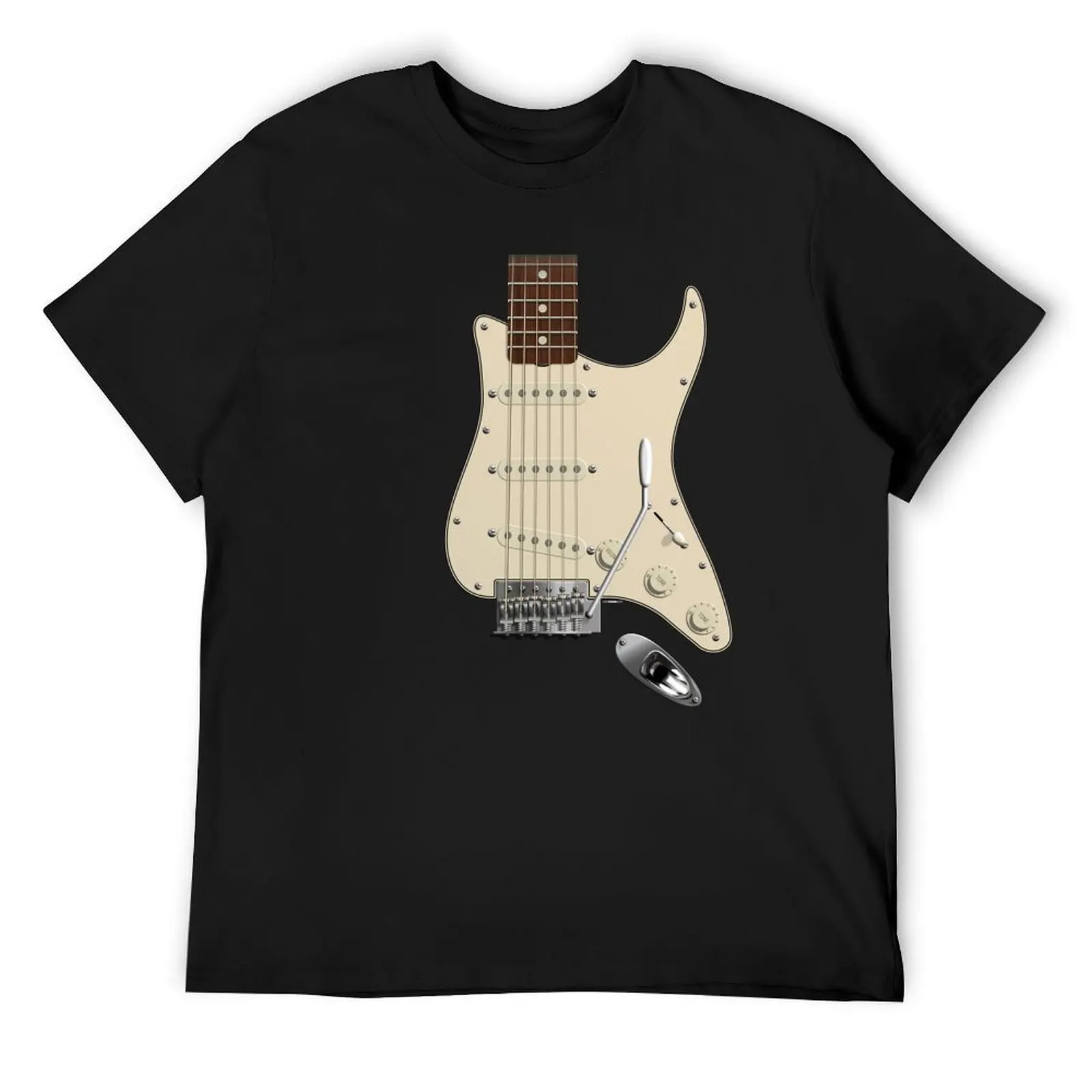 STRAT STYLE GUITAR DIGITAL ILLUSTRATION T-Shirt cute tops aesthetic clothes mens cotton t shirts