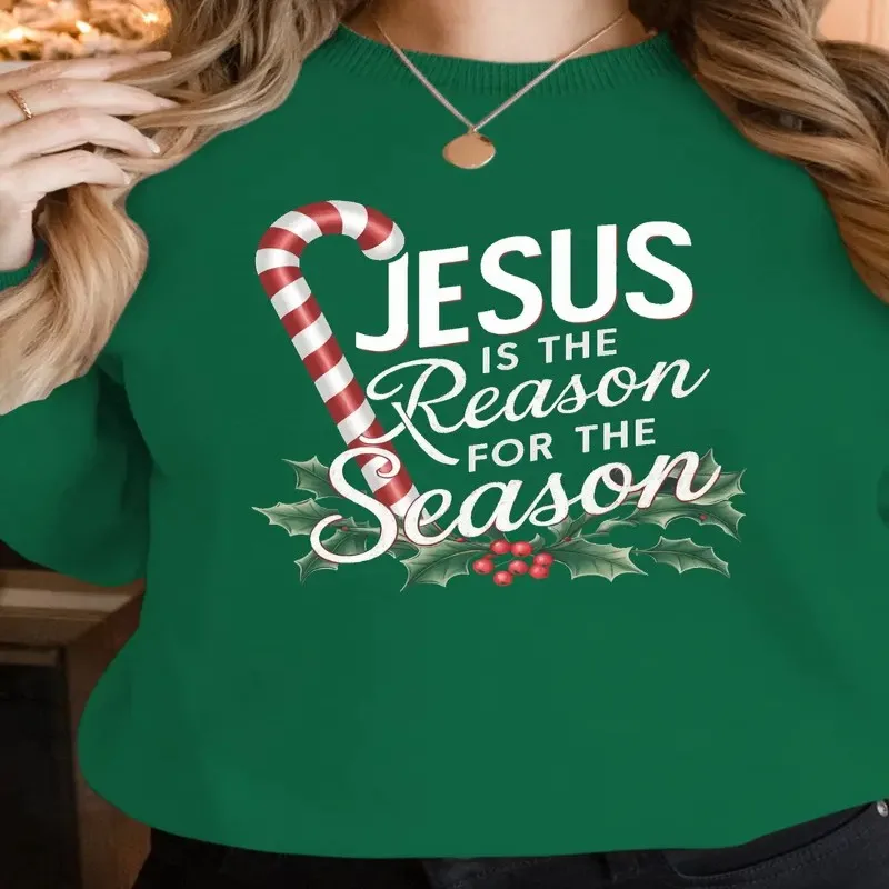 Winter Fall Female Plus Size Clothes Women Oversize Sweatshirt Jesus Is The Reason Graphic Trendy Cotton Fashionable Comfort