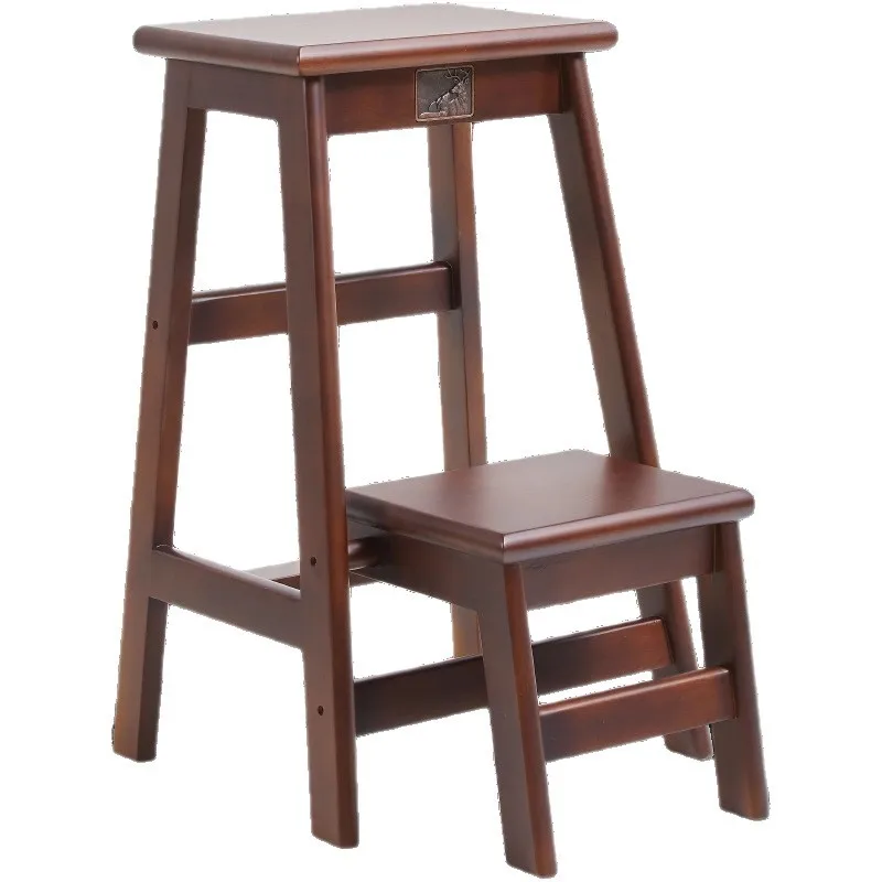 Solid wood ladder stool Bar chair Home high stool Folding bar chair American retro bar chair Light luxury  stool