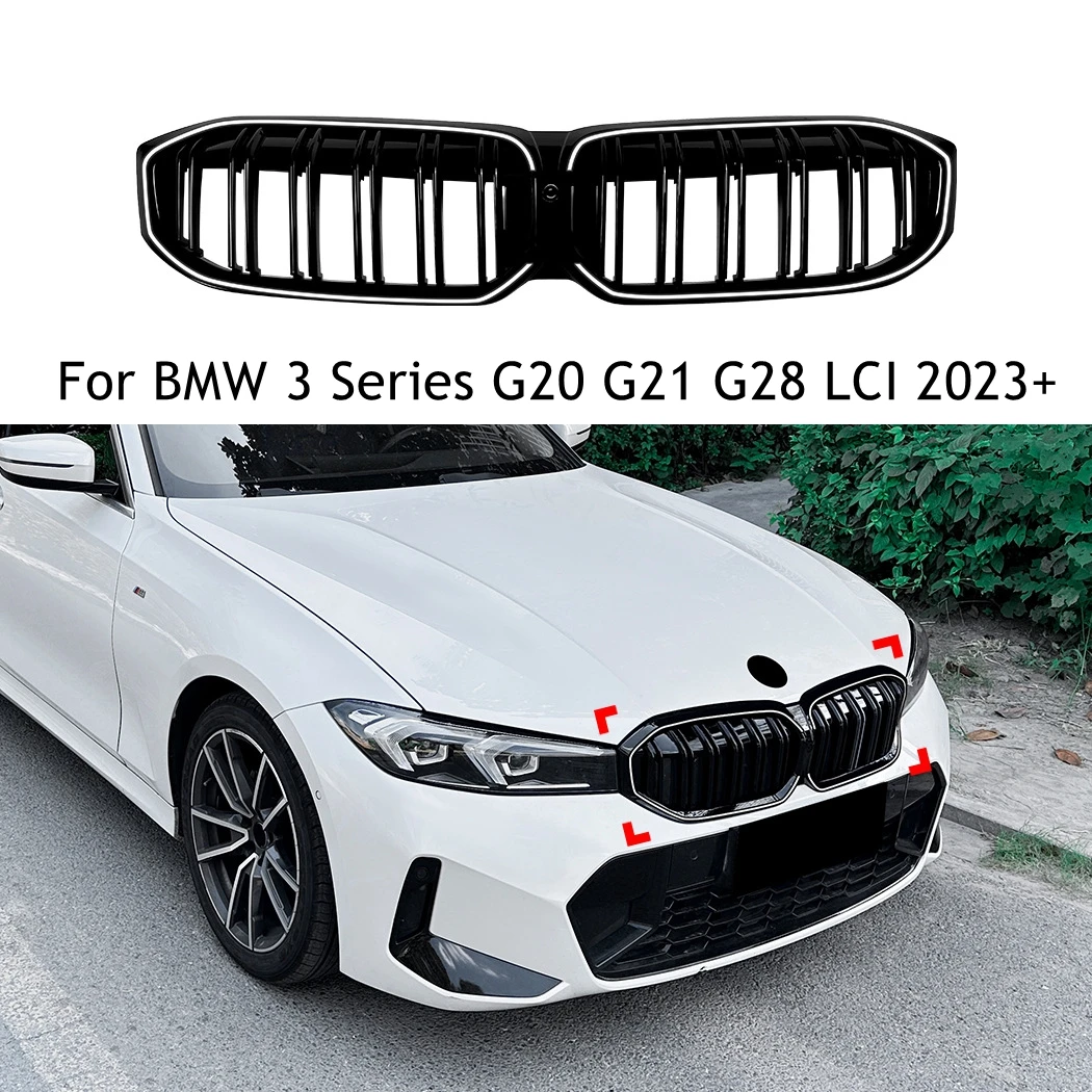 

Светодиодная решетка для почек, передний бампер автомобиля, гоночная решетка, аксессуары для BMW 3 серии G20 G21 G28 LCI 2023+