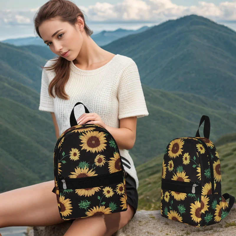 1pc Sunflower Flower Nylon Backpack Large Capacity Daily Commuting Storage Bag Can Hold Water Cups, Books, Clothing, Etc