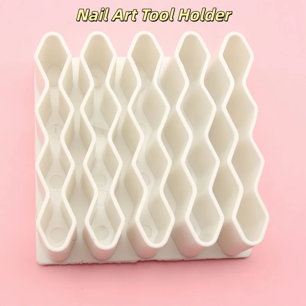 1PC Silicone Nail Tool Organizer Holder Multifunction Wave-Shaped Desktop Storage Rack for Lipstick Brushes & Cosmetics