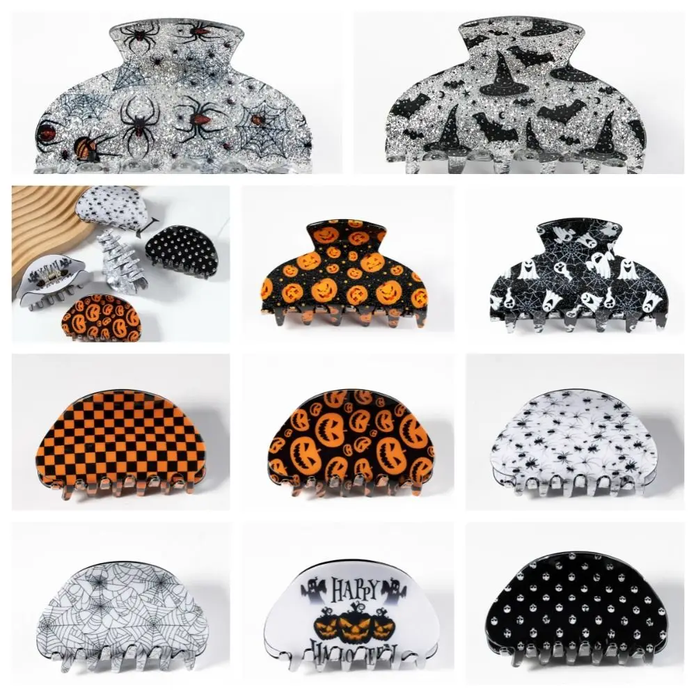 Pince à cheveux citrouille effrayante pour Halloween, pince à cheveux en forme d'araignée, crabe, coiffure fantôme, couvre-chef géométrique pour filles