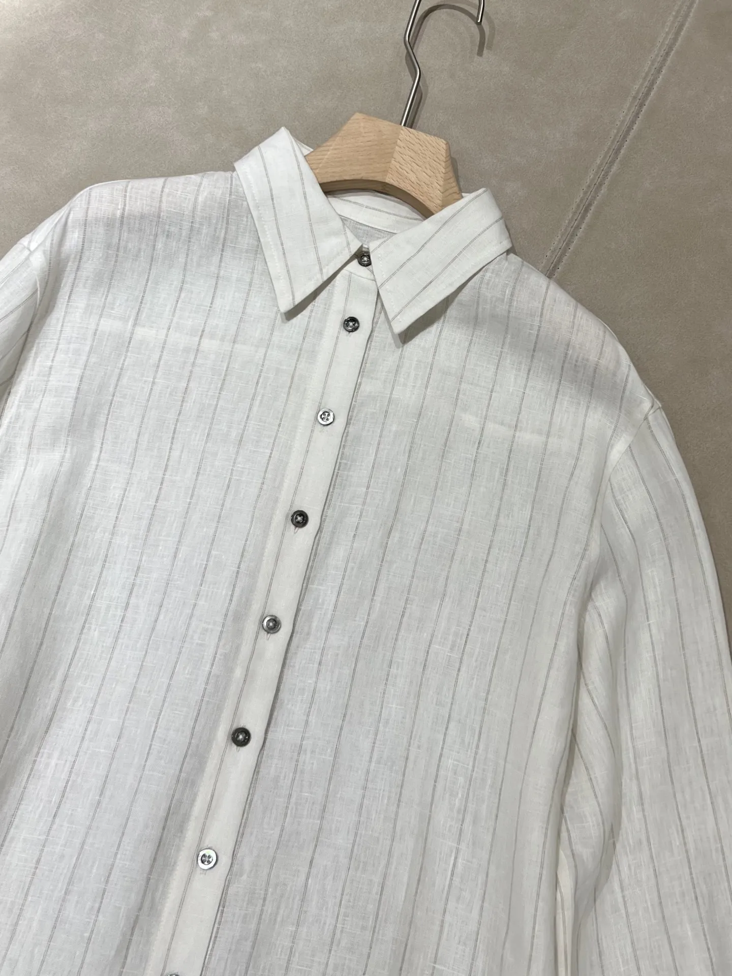 

Женская льняная рубашка в полоску с длинным рукавом, свободного кроя, простая, повседневная, весна-лето 2026, новинка