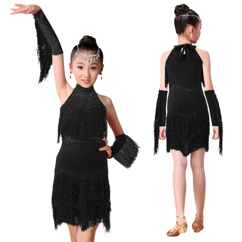 Women Kids Dance Skirt Fashion Latin Dance Performance Tassel Dance Wear Cha Cha Salsa Tango Costume Stage Performance Outfits