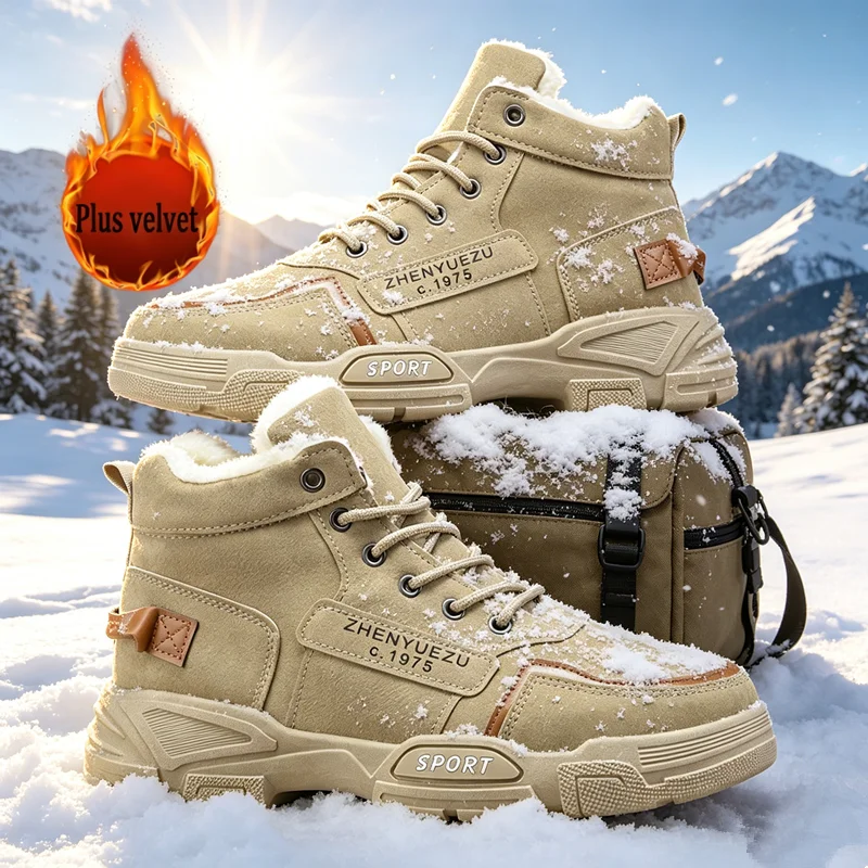 Men's Snow Boots, Fleece-Lined for Warmth, Wear-Resistant and Non-Slip, Lightweight and Breathable, Soft and Comfortable, Trendy and Casual, Suitable for Men's Outdoor Activities, Work, and Commuting in Autumn and Winter - view 5