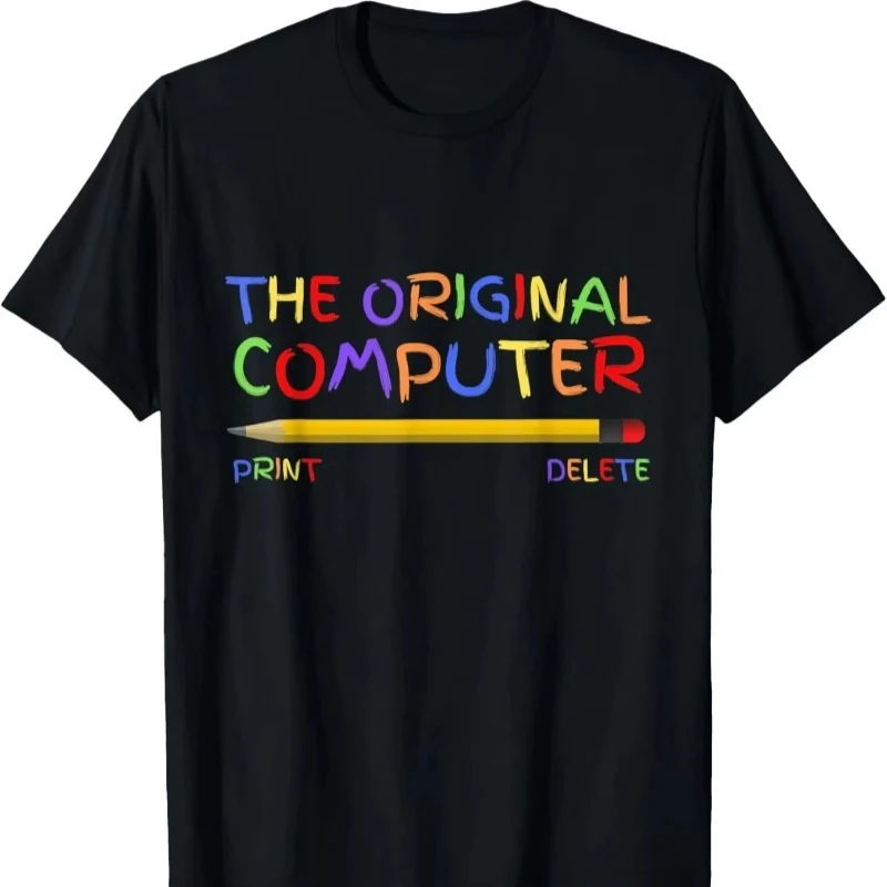 The Original Computer Funny Sarcastic Programmer Delete Pencil T Shirt Custom Printed Graphic Tees Women Casual Geek Style Tops