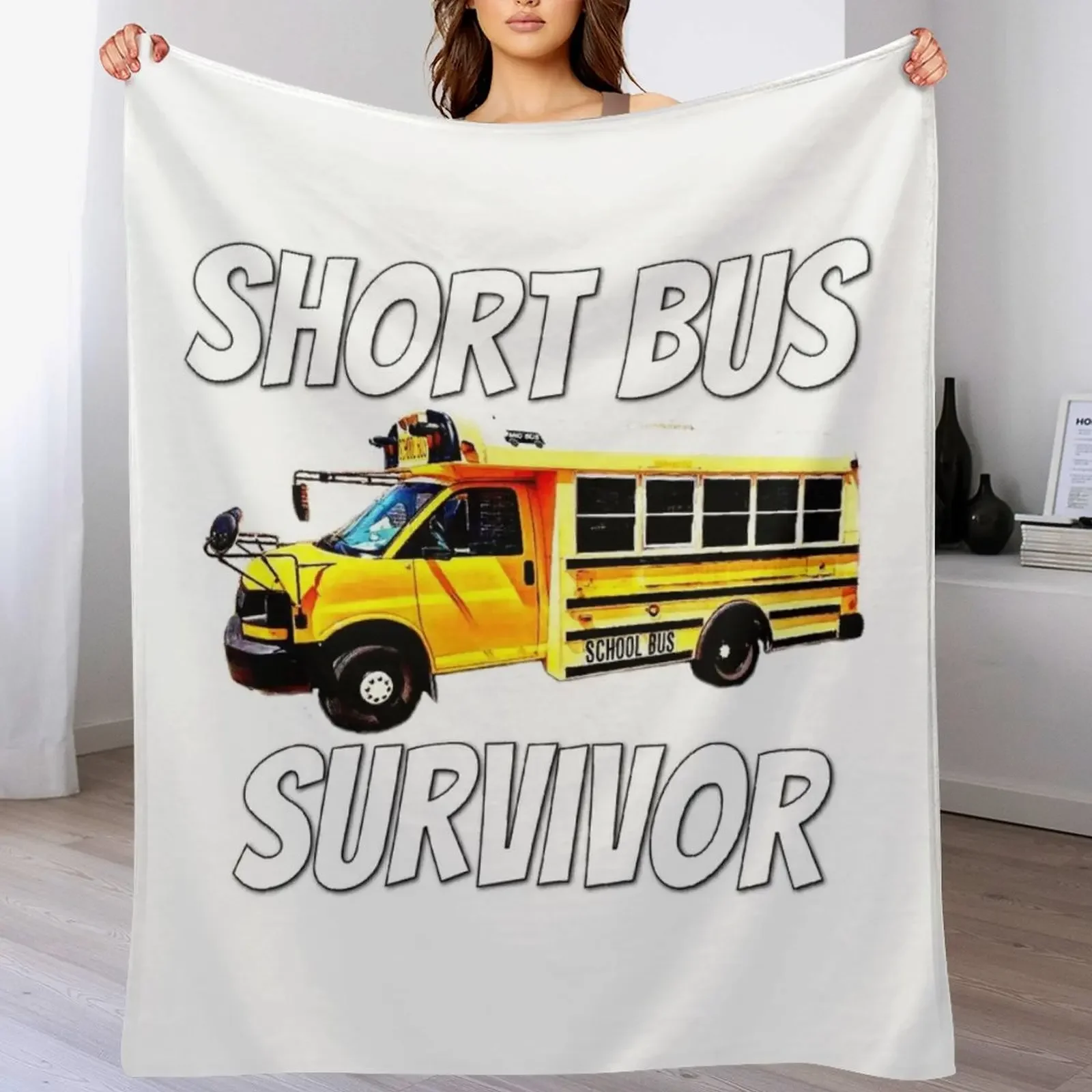 

Short Bus, I Survived Riding the Short Bus, School Bus, Short Bus Rider Throw Blanket christmas decoration Flannel Blankets