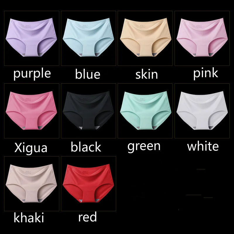 

Ice Silk Seamless Underwear Girl Lingerie Breathable Comfort Briefs Large Size Pantie Women Underpant 10 Pcs/lot Women's Panties