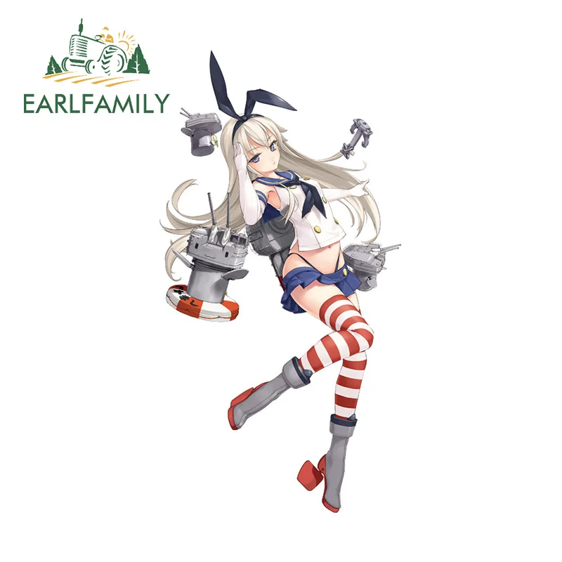 EARLFAMILY 13cm x 10.5cm for Shimakaze Kantai Collection Car Stickers VAN Creative Decal Sunscreen Refrigerator Car Accessories