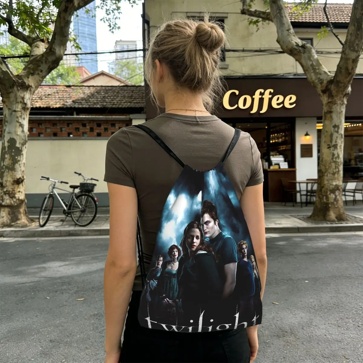 Edward Cullen Twilight Movie Backpacks Fashion Drawstring Bags Sports Bag Book Bags for Man Woman Students