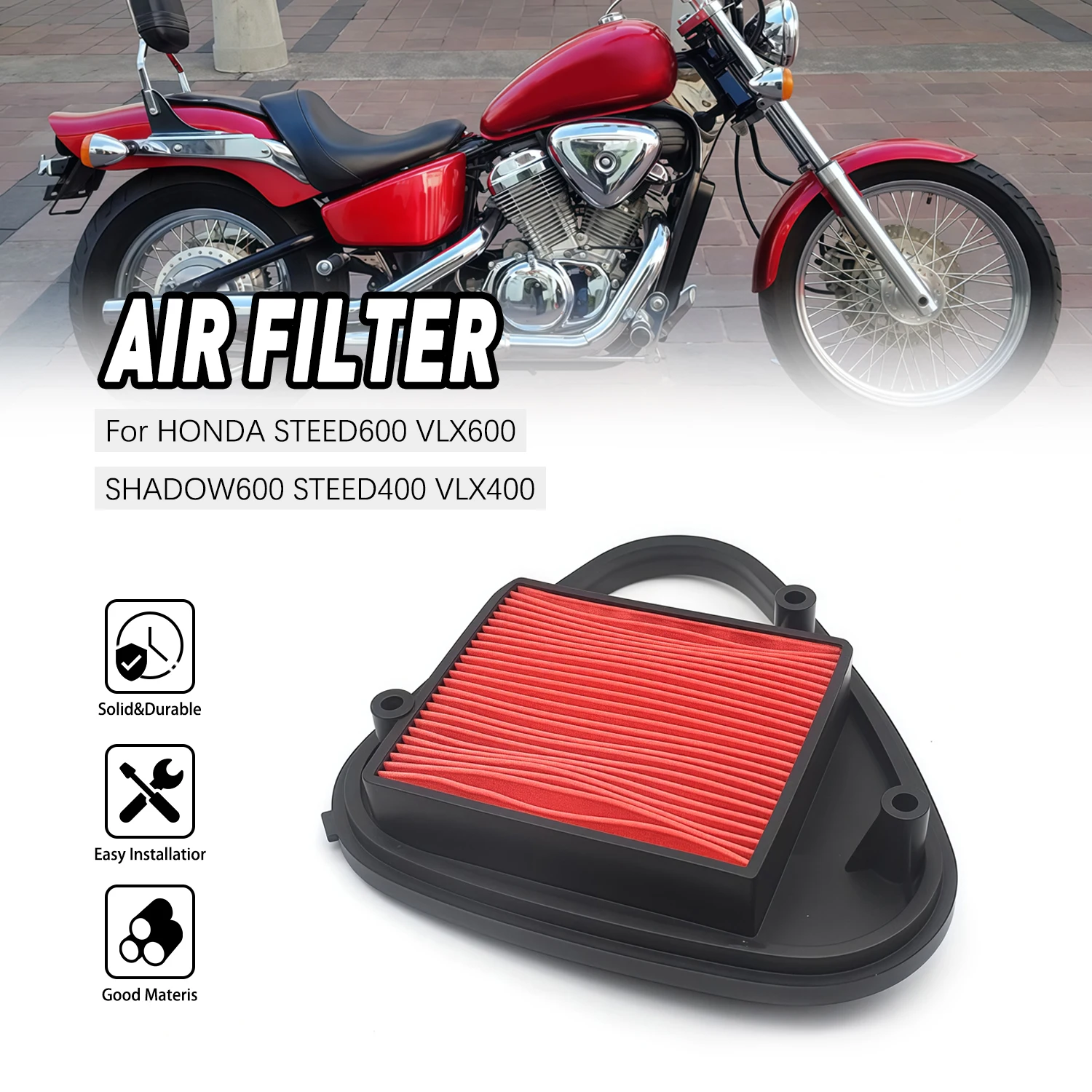 

Replacement Air Filter Intake Cleaner Motorbike For HONDA STEED600 VLX600 SHADOW600 STEED400 VLX400 Motorcycle Accessories