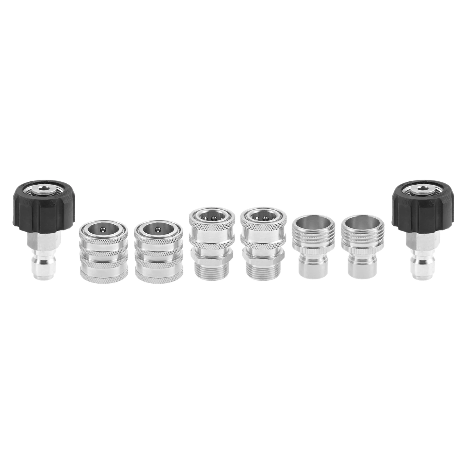 8pcs Pressure Washer Adapter Set Steel Garden Hose Quick Disconnect M22 Swivel To 3/8 Inch Connect 3/4 Inch To Quick Release