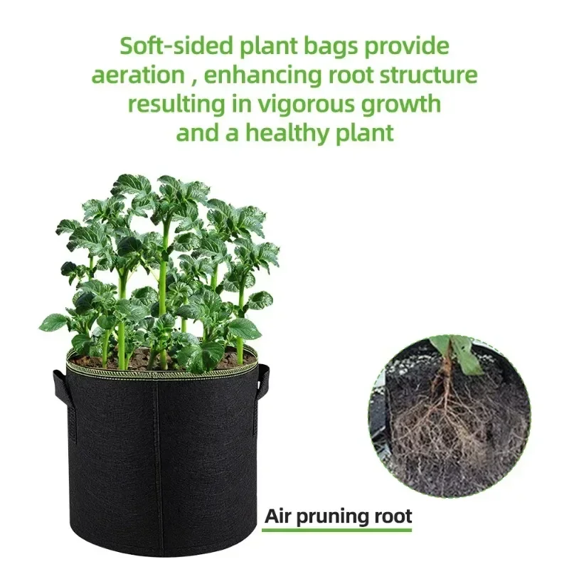 5 Pack Felt Plant Grow Bags 3/4/5/7/10 Gallon Breathable Fabric Planting Reusable Garden Planter for Potato Vegetable Growing gallery 4