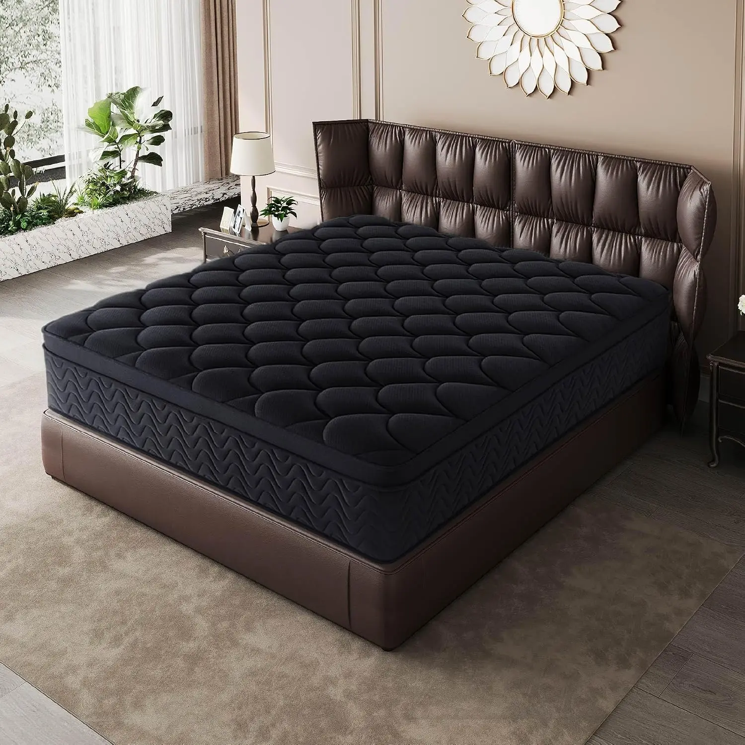 12 Inch Full Size Mattress 54”Wx75”L, Black Individual Pocket Spring Innerspring Mattress with Motion Isolation, Customized