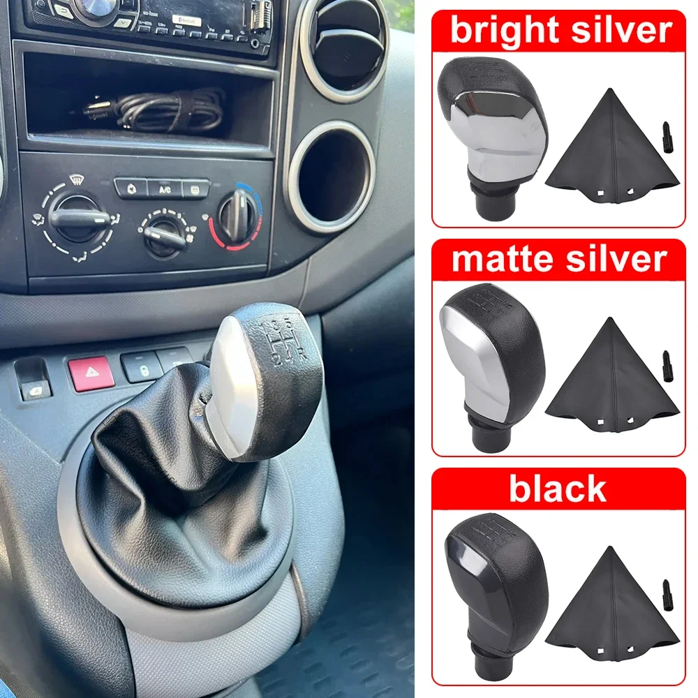 For Peugeot 106 206 306 406 107 207 307 407 301 308 2008 5 Speed Car ABS Gear Shift Knob PU Leather Gaiter Cover With Adapter