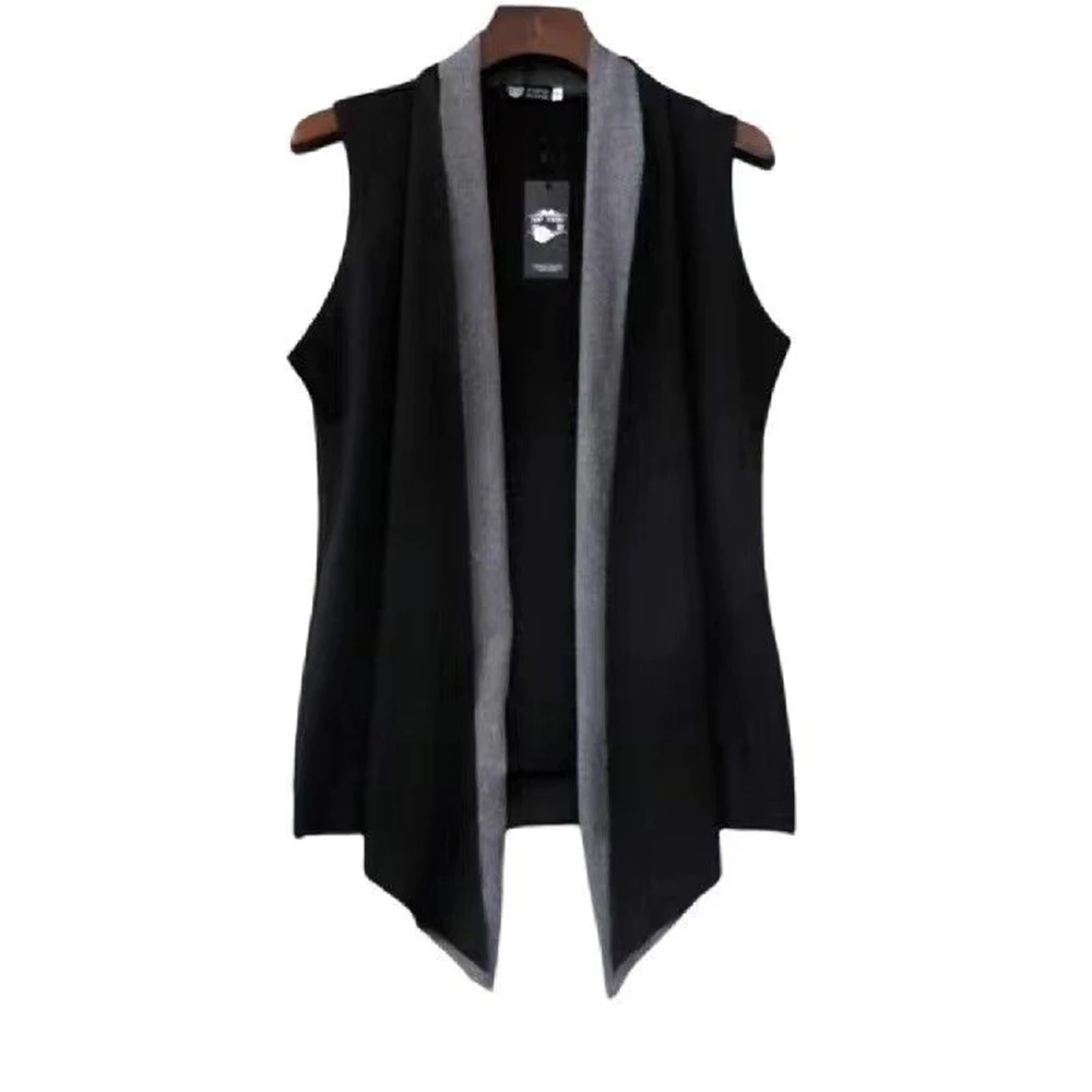 XS-5XL Y2k Slim Stitching Cardigan Vest Genderless Dark Streetwear Fashion Outwear Plain Campus Trend Vest Cape Unisex 2025 New
