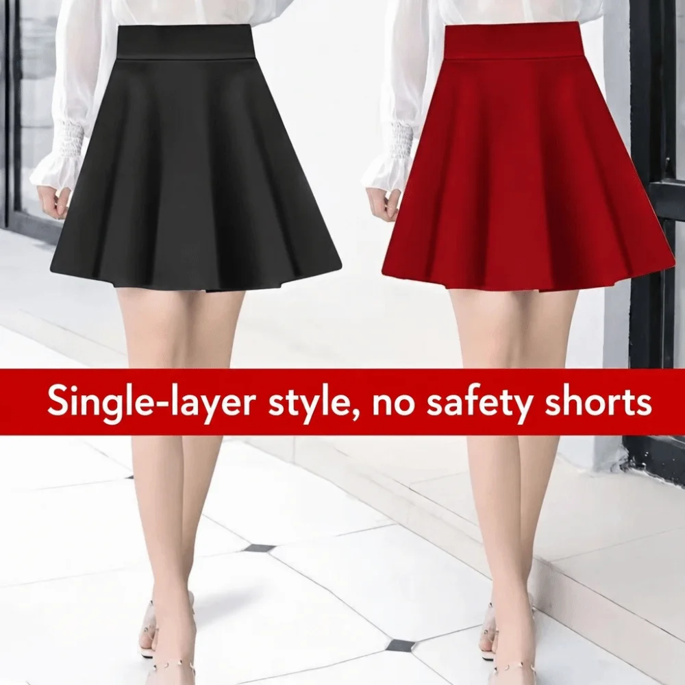 Fashion Polyester Pleated Skirt Elastic Casual Half Skirt Mini Skirt Women