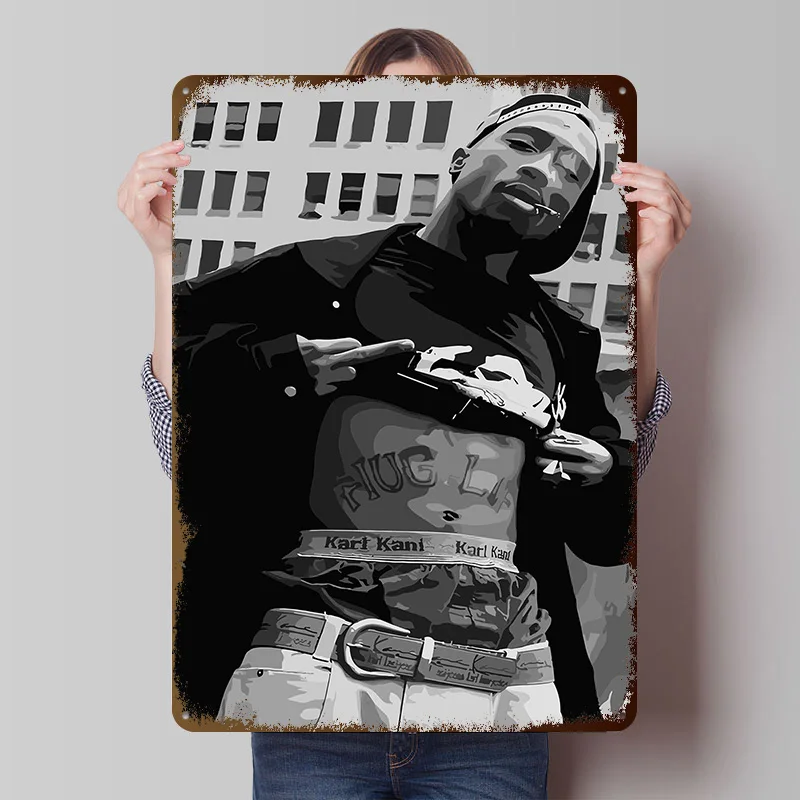 Tupac Shakur Metal Poster Customized Wall Art Retro Vintage Metal Signs for Man Cave Interior Decoration Living Room Decor House
