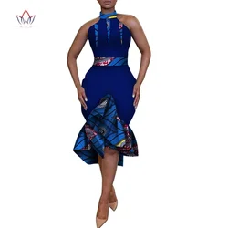 Vestidos africanos de fiesta para mujer Dashiki estampado Bazin Riche Vestidos hasta la rodilla sin mangas Vestidos mujeres ropa africana WY5193