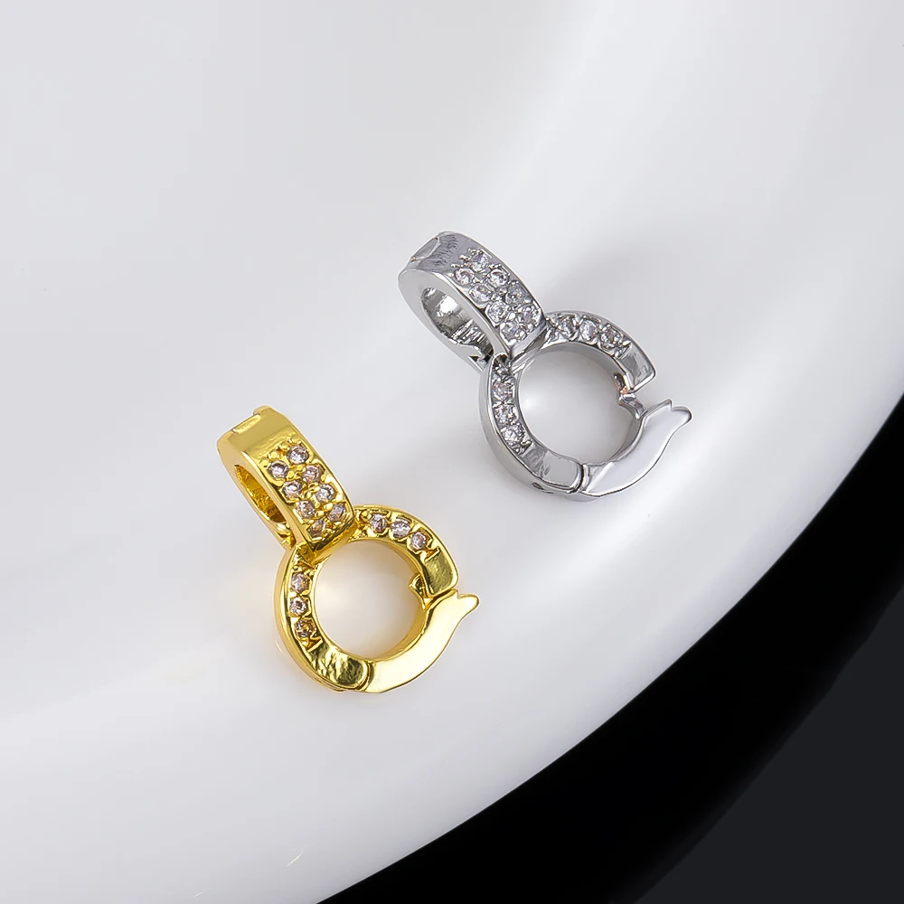2pcs Round Universal Brass Pendant Clasps With Zircon Inlay Connector For DIY Necklace Pendant Jewelry Making Accessories image 6