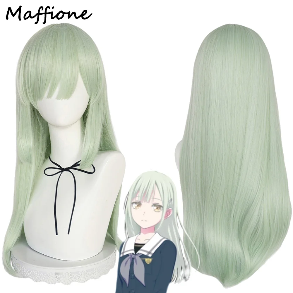 Mutsumi Wakaba Wig Cosplay Anime Ave Mujica Of BanG Dream Costume Accessories Women Green Long Hair Wig Halloween Suits Props