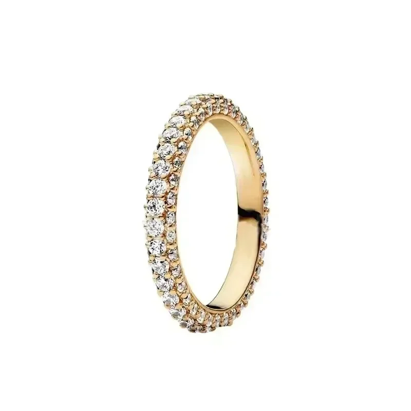 Heiß begehrter Ring aus 925er Sterlingsilber, exquisite Goldserie, funkelnder herzförmiger Kronenring, modischer Charm-Schmuck als Geschenk.