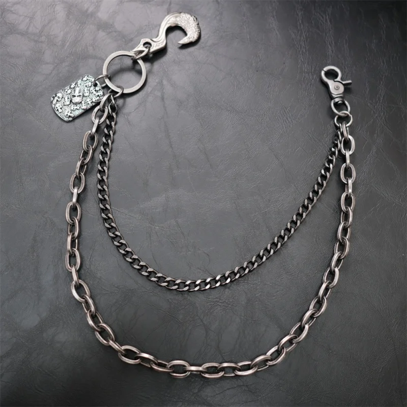 Hiphop Men's Motorcycle Clothing Accessories Jean Biker Wallet Belt Chain Skull Charm Gothic Rock Pants Trousers Waist Key Men's